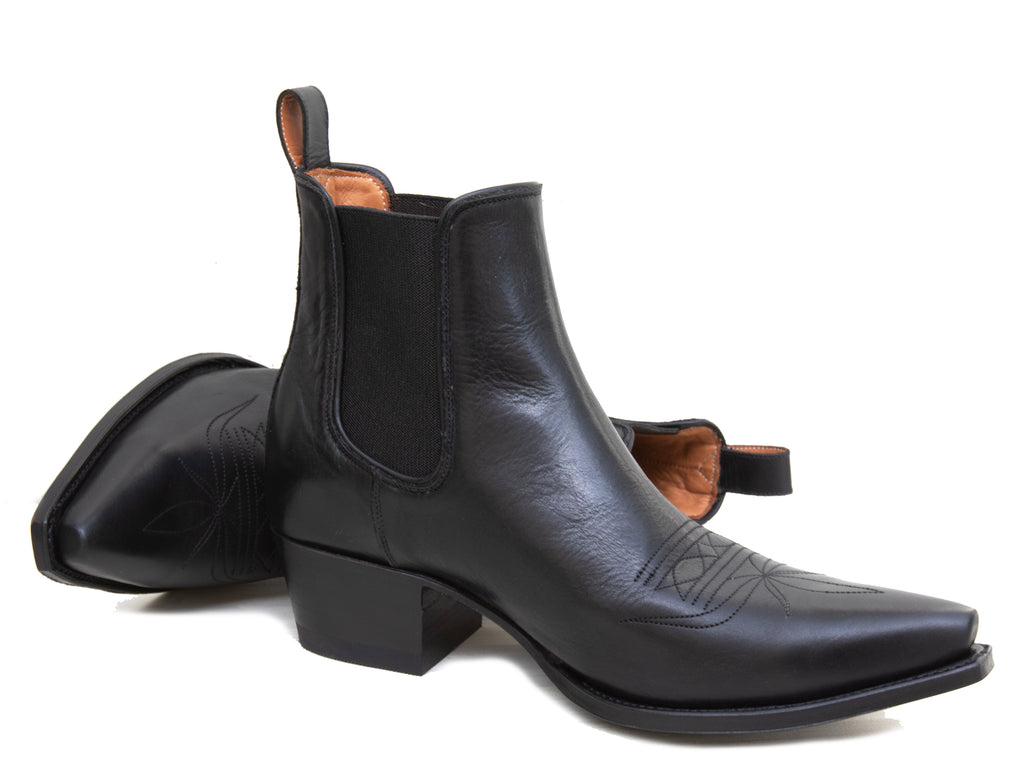 Black Leather Ankle Boots