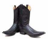 Black Caiman Boots Cuban Heel