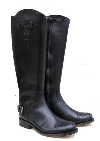 Black Riding Boot with Brogue toe